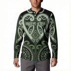 Custom Aotearoa Ngati Awa Button Sweatshirt Maori Tribal Pattern
