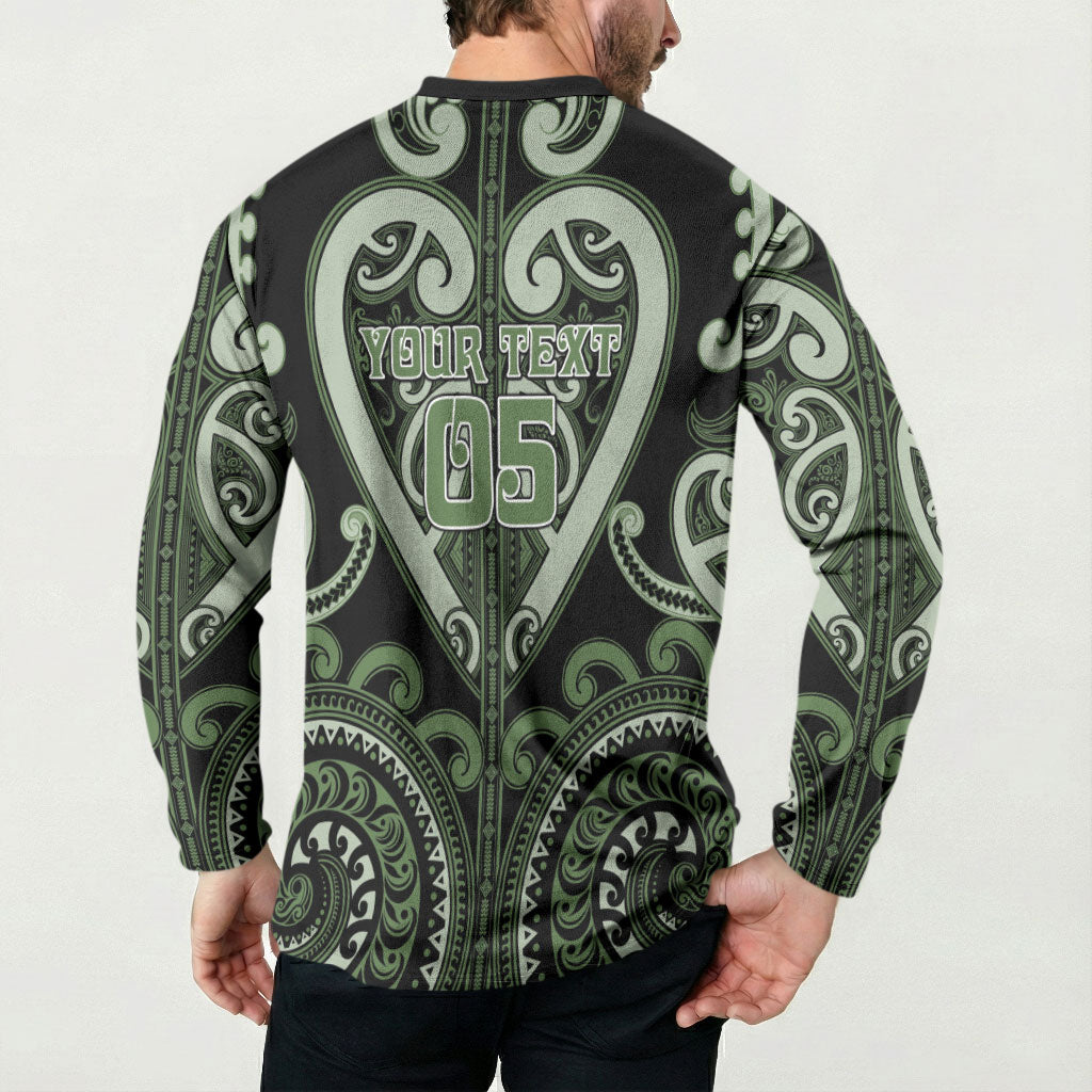 Custom Aotearoa Ngati Awa Button Sweatshirt Maori Tribal Pattern