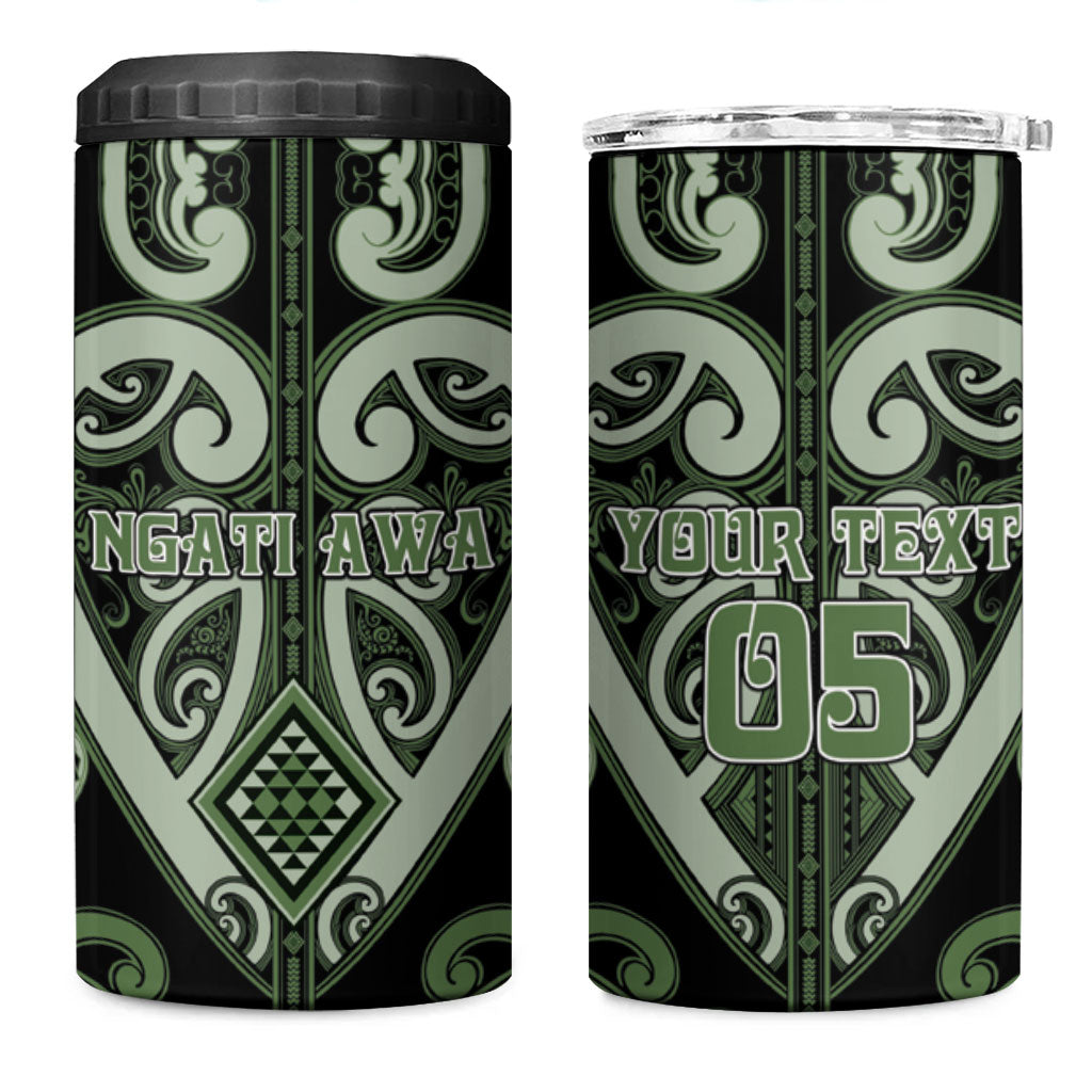 Custom Aotearoa Ngati Awa 4 in 1 Can Cooler Tumbler Maori Tribal Pattern