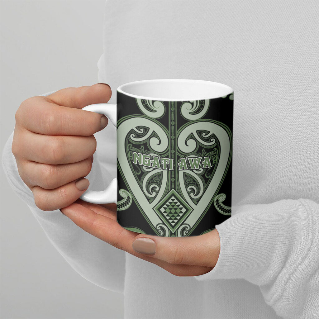 Custom Aotearoa Ngati Awa Ceramic Mug Maori Tribal Pattern