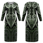 Custom Aotearoa Ngati Awa Couples Matching Long Sleeve Bodycon Dress and Hawaiian Shirt Maori Tribal Pattern