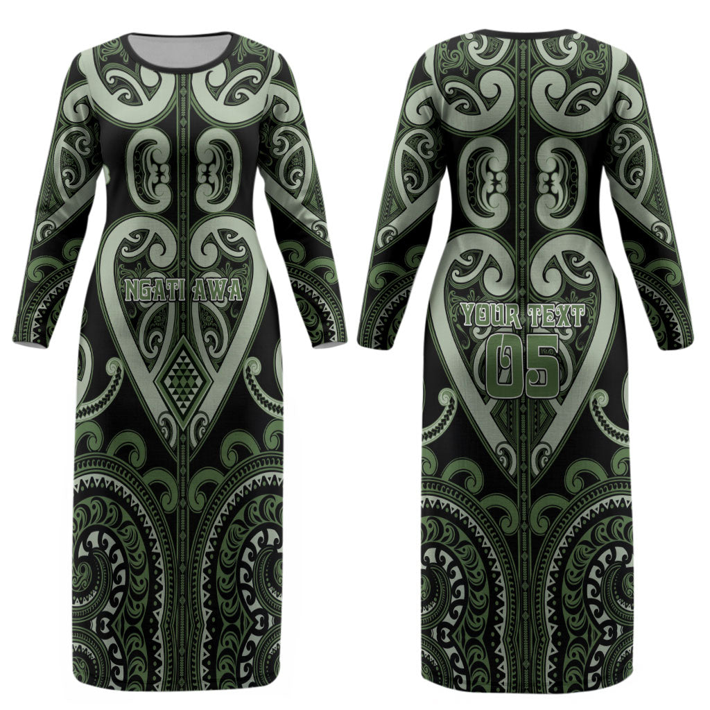 Custom Aotearoa Ngati Awa Couples Matching Long Sleeve Bodycon Dress and Long Sleeve Button Shirt Maori Tribal Pattern