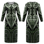 Custom Aotearoa Ngati Awa Couples Matching Long Sleeve Bodycon Dress and Long Sleeve Button Shirt Maori Tribal Pattern