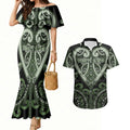 Custom Aotearoa Ngati Awa Couples Matching Mermaid Dress and Hawaiian Shirt Maori Tribal Pattern