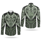 Custom Aotearoa Ngati Awa Couples Matching Mermaid Dress and Long Sleeve Button Shirt Maori Tribal Pattern
