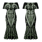 Custom Aotearoa Ngati Awa Couples Matching Mermaid Dress and Long Sleeve Button Shirt Maori Tribal Pattern