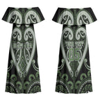 Custom Aotearoa Ngati Awa Couples Matching Off Shoulder Maxi Dress and Hawaiian Shirt Maori Tribal Pattern
