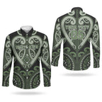 Custom Aotearoa Ngati Awa Couples Matching Off Shoulder Maxi Dress and Long Sleeve Button Shirt Maori Tribal Pattern