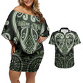 Custom Aotearoa Ngati Awa Couples Matching Off Shoulder Short Dress and Hawaiian Shirt Maori Tribal Pattern