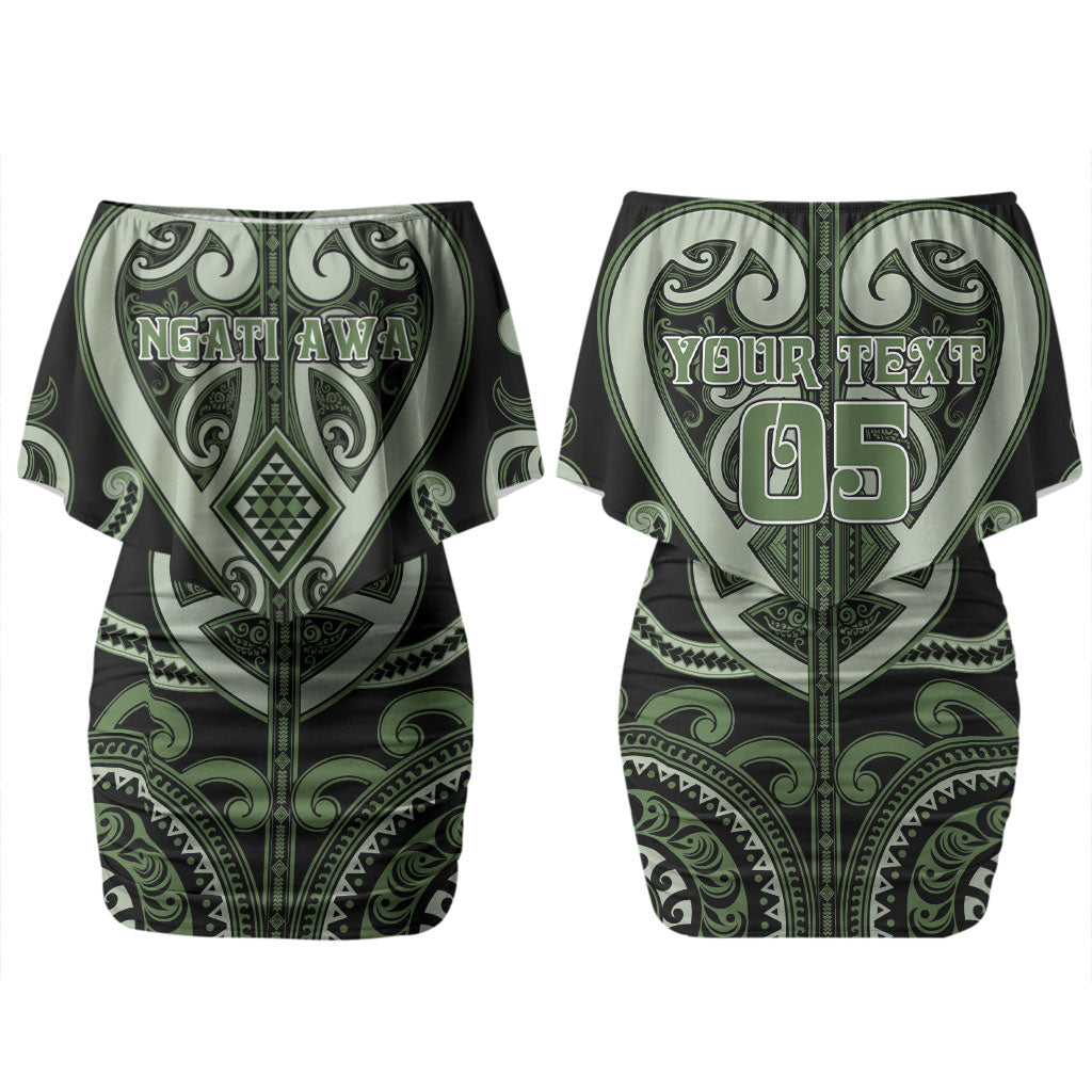 Custom Aotearoa Ngati Awa Couples Matching Off Shoulder Short Dress and Hawaiian Shirt Maori Tribal Pattern