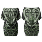 Custom Aotearoa Ngati Awa Couples Matching Off Shoulder Short Dress and Long Sleeve Button Shirt Maori Tribal Pattern