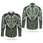 Custom Aotearoa Ngati Awa Couples Matching Off The Shoulder Long Sleeve Dress and Long Sleeve Button Shirt Maori Tribal Pattern