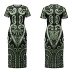 Custom Aotearoa Ngati Awa Couples Matching Short Sleeve Bodycon Dress and Long Sleeve Button Shirt Maori Tribal Pattern