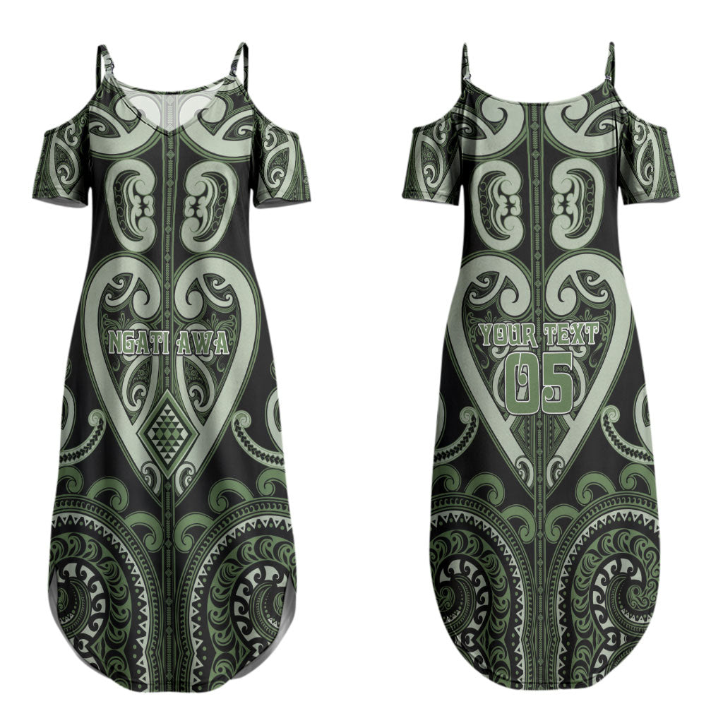 Custom Aotearoa Ngati Awa Couples Matching Summer Maxi Dress and Long Sleeve Button Shirt Maori Tribal Pattern