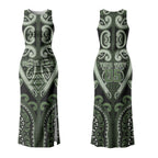Custom Aotearoa Ngati Awa Couples Matching Tank Maxi Dress and Hawaiian Shirt Maori Tribal Pattern