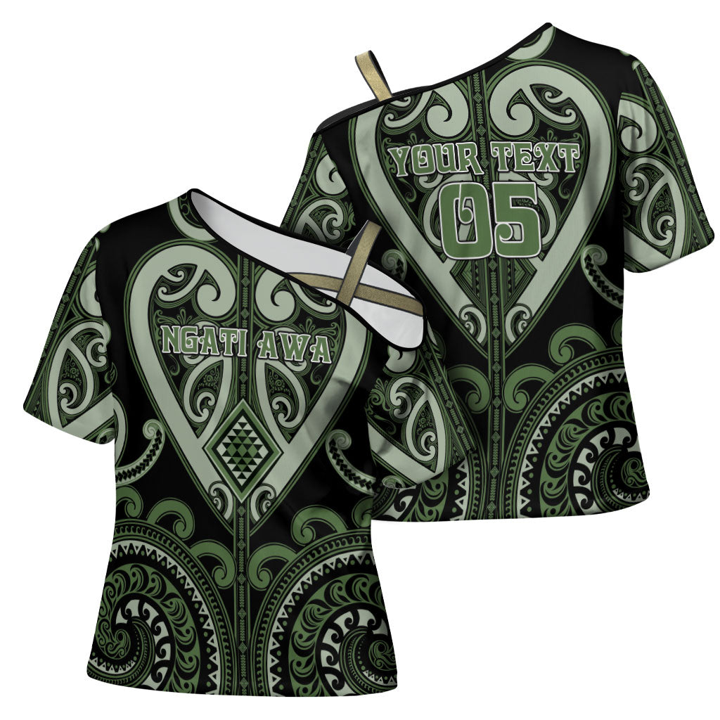 Custom Aotearoa Ngati Awa Cross Shoulder Shirt Maori Tribal Pattern
