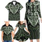 Custom Aotearoa Ngati Awa Family Matching Long Sleeve Bodycon Dress and Hawaiian Shirt Maori Tribal Pattern