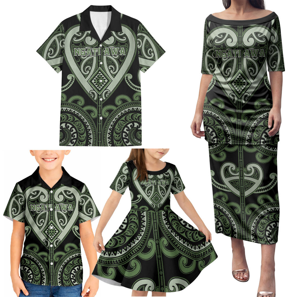 Custom Aotearoa Ngati Awa Family Matching Puletasi and Hawaiian Shirt Maori Tribal Pattern