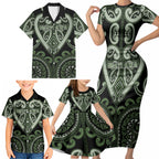 Custom Aotearoa Ngati Awa Family Matching Short Sleeve Bodycon Dress and Hawaiian Shirt Maori Tribal Pattern