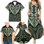 Custom Aotearoa Ngati Awa Family Matching Summer Maxi Dress and Hawaiian Shirt Maori Tribal Pattern