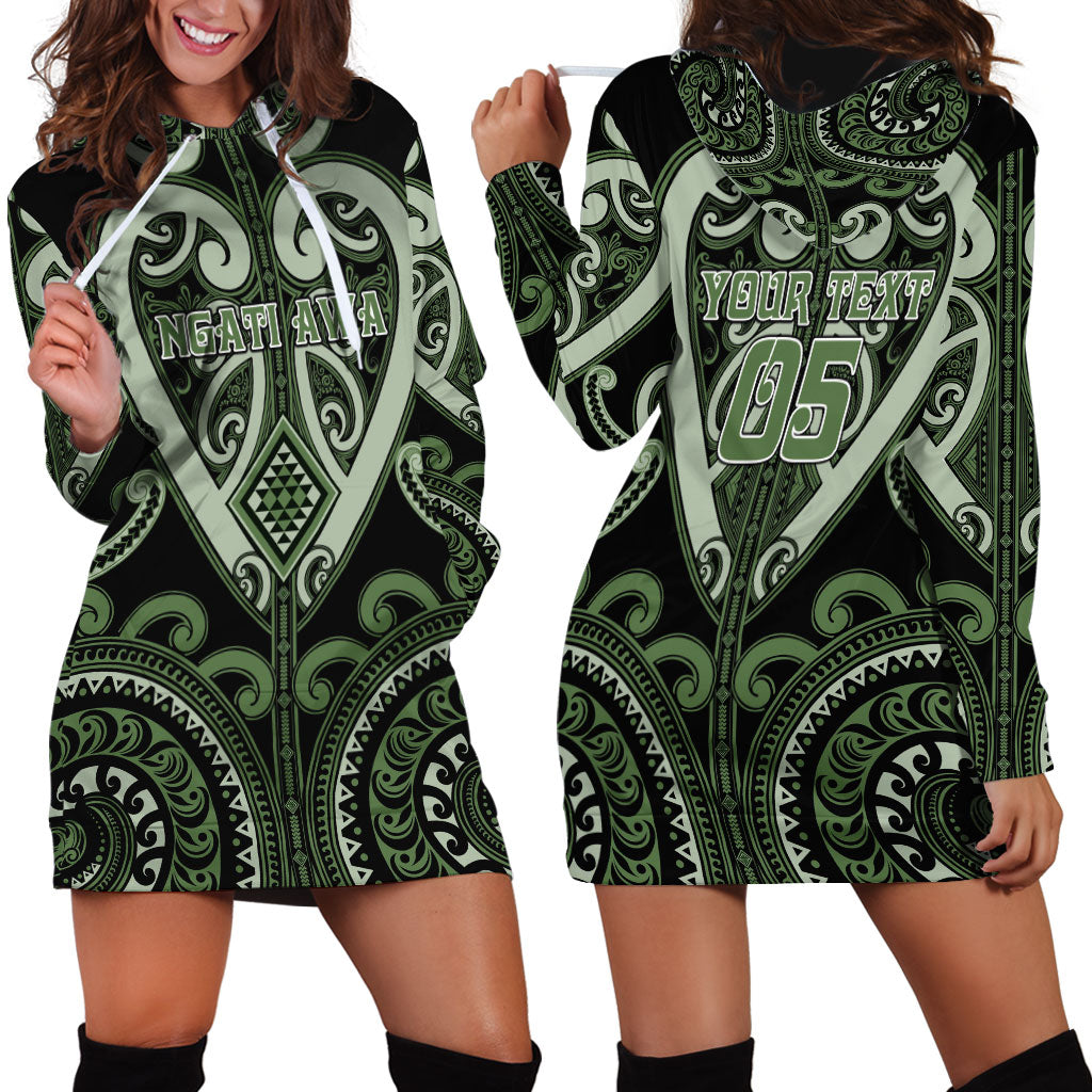 Custom Aotearoa Ngati Awa Hoodie Dress Maori Tribal Pattern