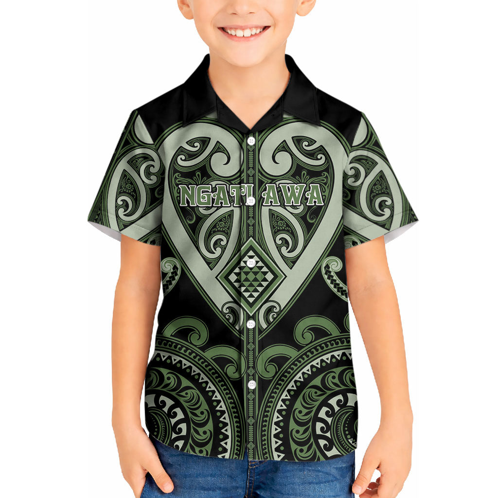 Custom Aotearoa Ngati Awa Kid Hawaiian Shirt Maori Tribal Pattern