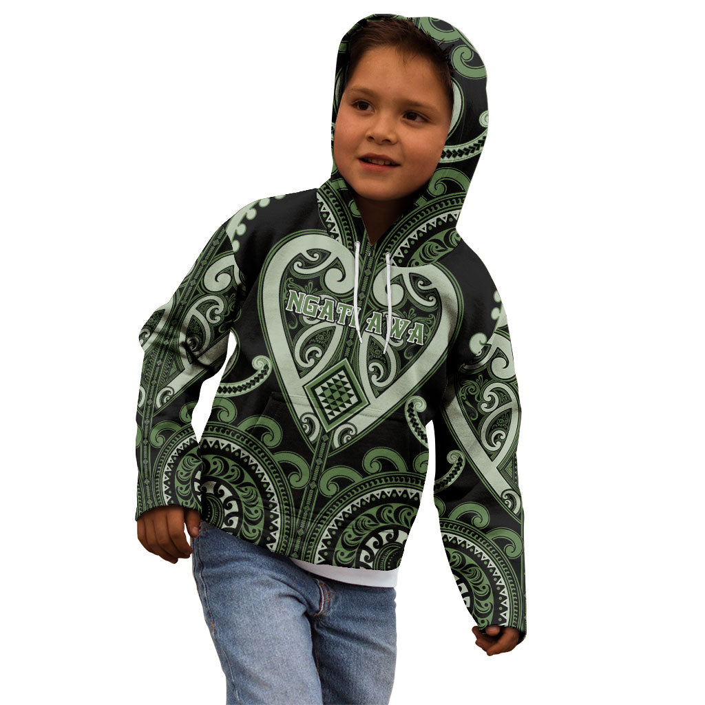 Custom Aotearoa Ngati Awa Kid Hoodie Maori Tribal Pattern