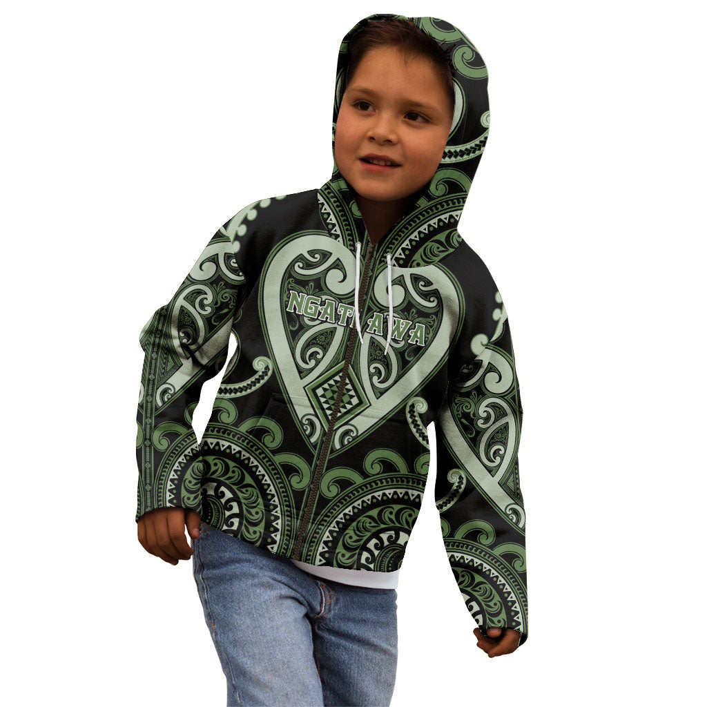 Custom Aotearoa Ngati Awa Kid Hoodie Maori Tribal Pattern
