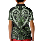 Custom Aotearoa Ngati Awa Kid Polo Shirt Maori Tribal Pattern