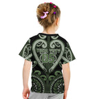 Custom Aotearoa Ngati Awa Kid T Shirt Maori Tribal Pattern