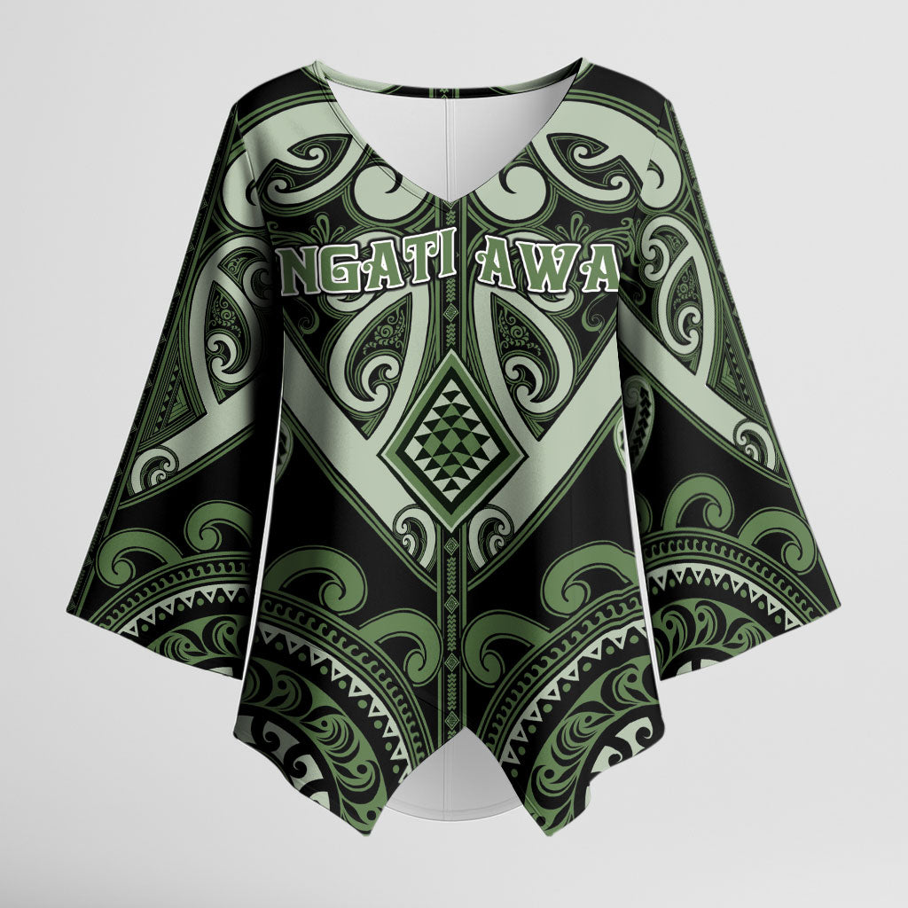 Custom Aotearoa Ngati Awa Kimono Sleeve Blouse Maori Tribal Pattern