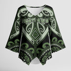 Custom Aotearoa Ngati Awa Kimono Sleeve Blouse Maori Tribal Pattern