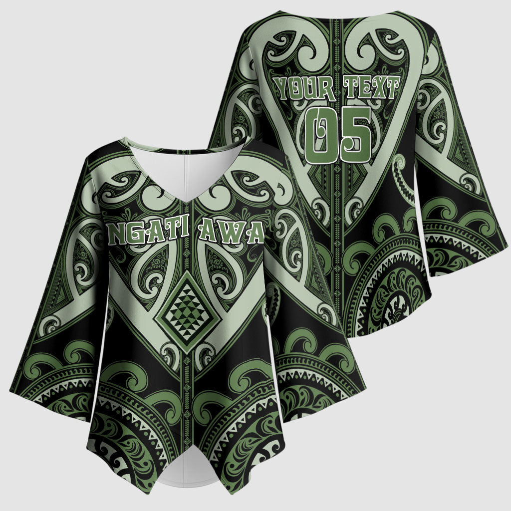 Custom Aotearoa Ngati Awa Kimono Sleeve Blouse Maori Tribal Pattern