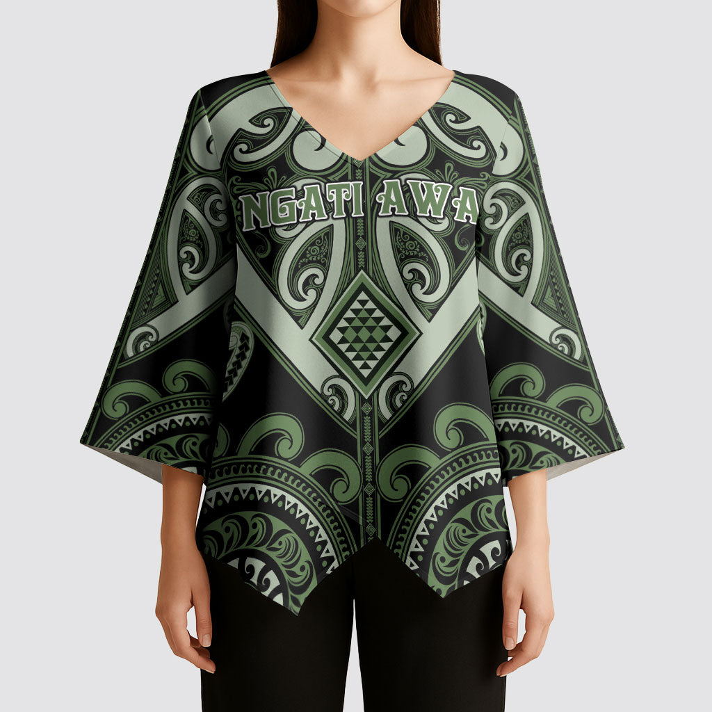 Custom Aotearoa Ngati Awa Kimono Sleeve Blouse Maori Tribal Pattern