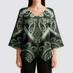 Custom Aotearoa Ngati Awa Kimono Sleeve Blouse Maori Tribal Pattern