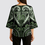 Custom Aotearoa Ngati Awa Kimono Sleeve Blouse Maori Tribal Pattern