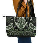 Aotearoa Ngati Awa Leather Tote Bag Maori Tribal Pattern