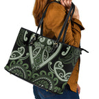 Aotearoa Ngati Awa Leather Tote Bag Maori Tribal Pattern