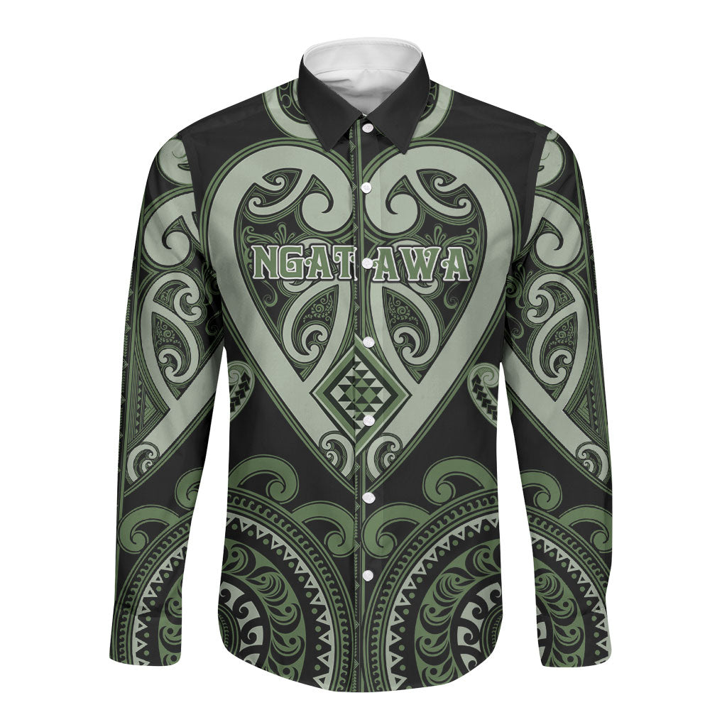 Custom Aotearoa Ngati Awa Long Sleeve Button Shirt Maori Tribal Pattern