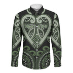 Custom Aotearoa Ngati Awa Long Sleeve Button Shirt Maori Tribal Pattern