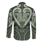 Custom Aotearoa Ngati Awa Long Sleeve Button Shirt Maori Tribal Pattern