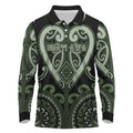 Custom Aotearoa Ngati Awa Long Sleeve Polo Shirt Maori Tribal Pattern
