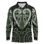 Custom Aotearoa Ngati Awa Long Sleeve Polo Shirt Maori Tribal Pattern