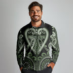 Custom Aotearoa Ngati Awa Long Sleeve Polo Shirt Maori Tribal Pattern