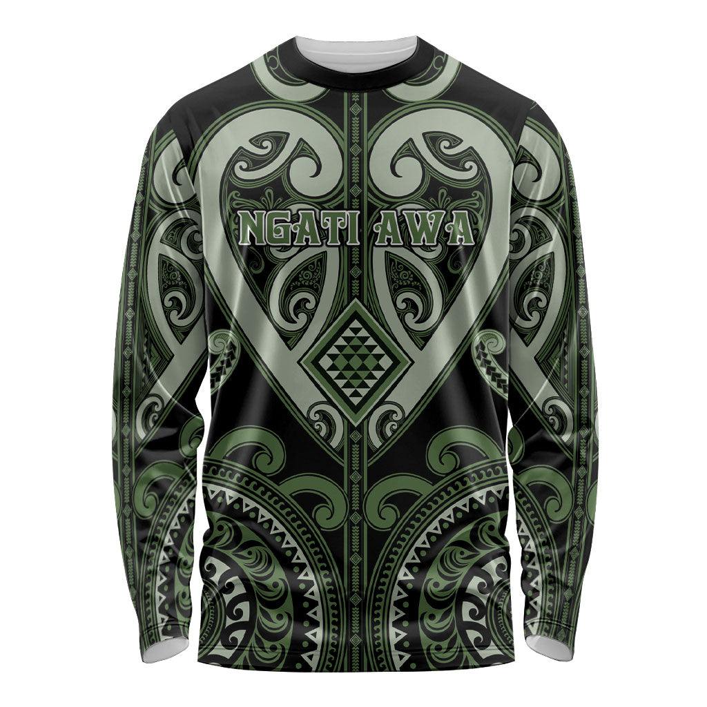 Custom Aotearoa Ngati Awa Long Sleeve Shirt Maori Tribal Pattern
