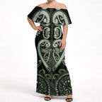 Custom Aotearoa Ngati Awa Off Shoulder Maxi Dress Maori Tribal Pattern