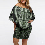 Custom Aotearoa Ngati Awa Off Shoulder Short Dress Maori Tribal Pattern