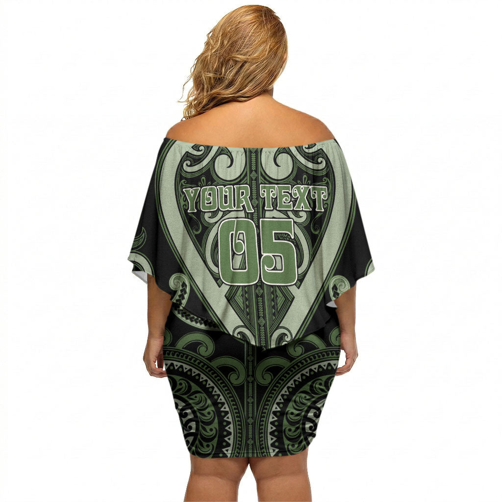 Custom Aotearoa Ngati Awa Off Shoulder Short Dress Maori Tribal Pattern