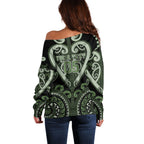 Custom Aotearoa Ngati Awa Off Shoulder Sweater Maori Tribal Pattern