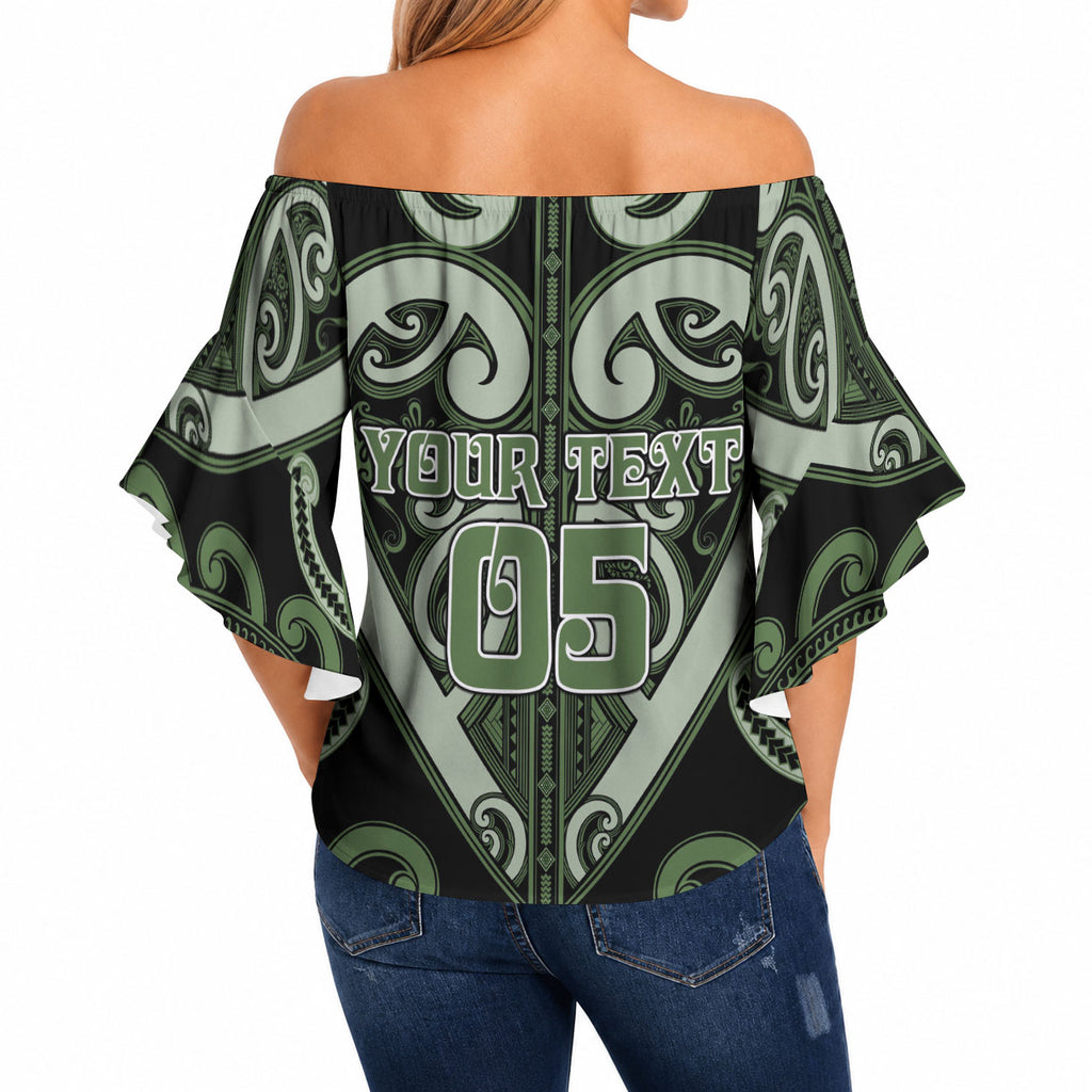 Custom Aotearoa Ngati Awa Off Shoulder Wrap Waist Top Maori Tribal Pattern